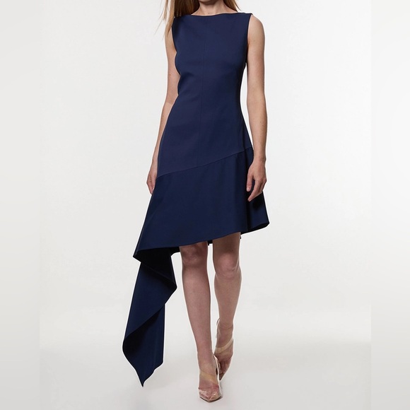 BRAND NEW Karen Millen Polished Tailored Open Back Hem Detail Mini Dress in US 6 - Picture 4 of 7